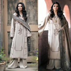 3PC EMBROIDERED DHANAK SUIT - ZN-1117