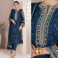3PC EMBROIDERED ORGANZA SUIT - ZN-727