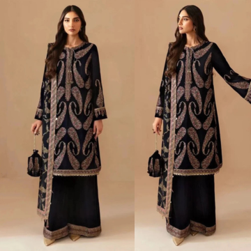 3PC EMBROIDERED VELVET SUIT - ZN-1101