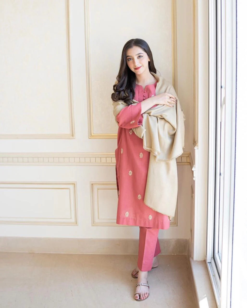 ZN611-WINTER 3PC Dhanak suit with Dhanak Shawll