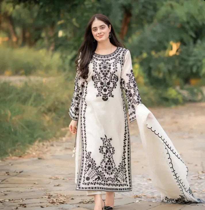 ZN1026 - Nisa 3PC Lawn Embroidered Suit
