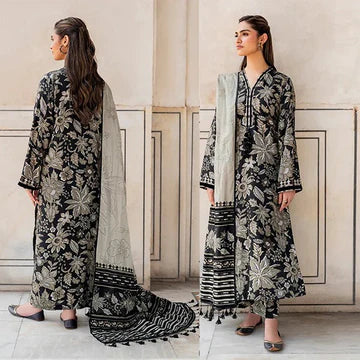 3PC EMBROIDERED DHANAK  SUIT - ZN-950