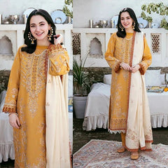 3PC EMBROIDERED DHANAK SUIT - ZN-1124