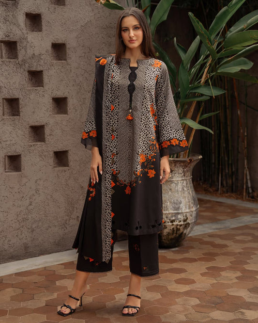 zn1215 Winter 3PC Dhanak all over  Printed Suit