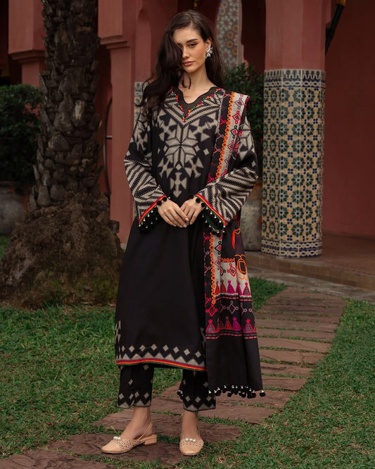 zn1214 Winter 3PC Dhanak all over  Printed Suit