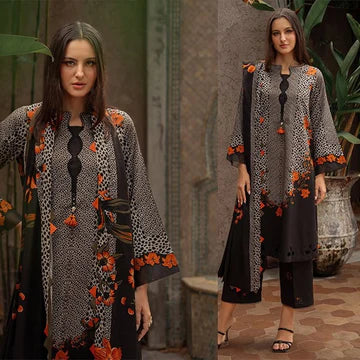 3PC PRINTED DHANAK SUIT - ZN-12151