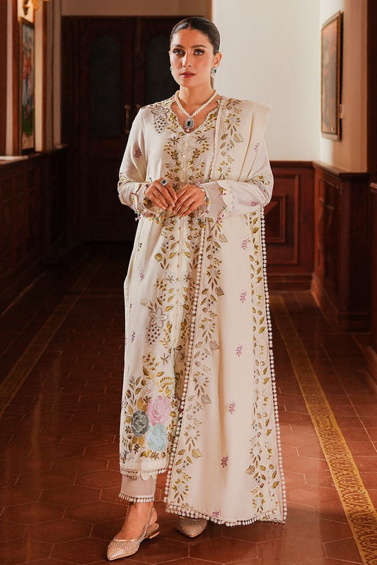ZN1222 WINTER 3-Pc Embroidered Dhanak Suit with Heavy Embroidered Dhanak Shawll