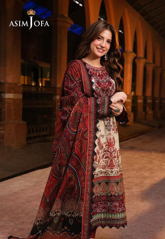 ZN1224- ASIM JOFA  - Winter 3PC Karandi Digital Print Dress