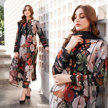 3PC PRINTED LAWN SUIT - ZN-1219