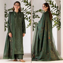 3PC EMBROIDERED DHANAK SUIT - ZN-1122