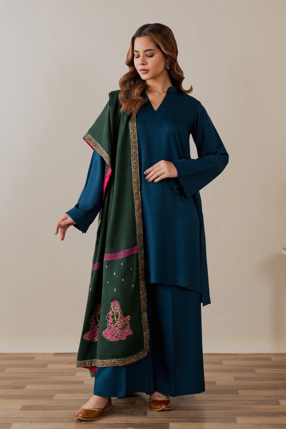 zn1267 Winter  3pc unstitched Dhanak Emb with Emb Shawl