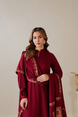 zn1268  Winter  3pc unstitched Dhanak with Emb Shawl