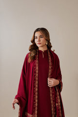 zn1268  Winter  3pc unstitched Dhanak with Emb Shawl