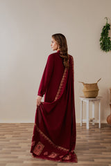 zn1268  Winter  3pc unstitched Dhanak with Emb Shawl