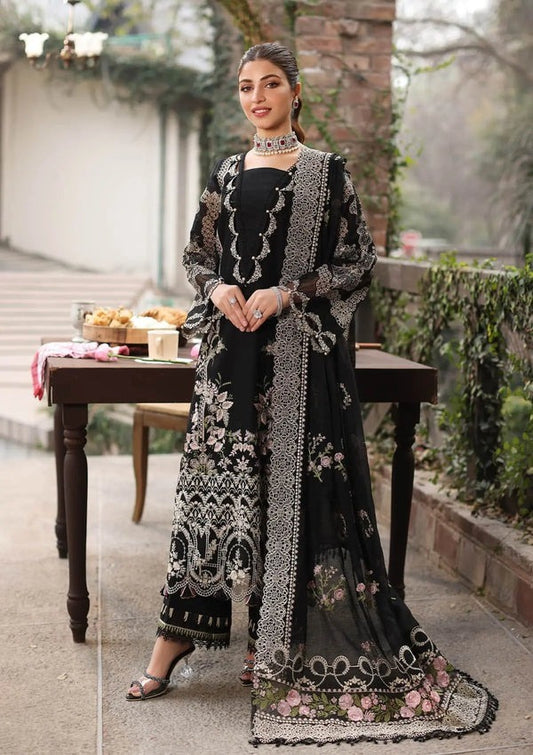 ZN1296 Luxury 3PC Lawn Unstitched Summer Dress With Emb Chiffon Dupatta -