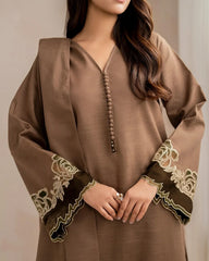 3PC EMBROIDERED DHANAK SUIT - ZN-1465