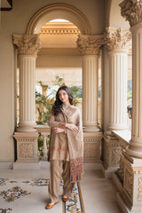3PC EMBROIDERED DHANAK SUIT - ZN-1467