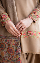 3PC EMBROIDERED DHANAK SUIT - ZN-1467