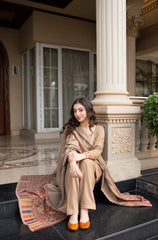 3PC EMBROIDERED DHANAK SUIT - ZN-1467
