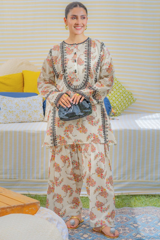 ZN1070 -2Pc SUMMER 3Pc Digital Printed SWISS Lawn Shirt With Printed SWISS Lawn  Trouser