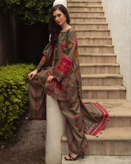ZN1223- Charizma - Winter 3PC Karandi Digital Print Dress