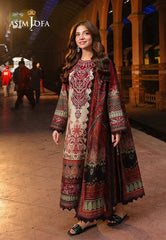 ZN1224- ASIM JOFA  - Winter 3PC Karandi Digital Print Dress