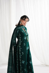 ZN1235-3PC DHANAK EMBROIDERED SHIRT WITH DHANAK EMBROIDERED SHAWL & TROUSER-