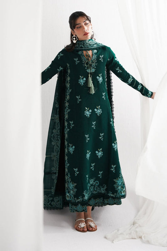 ZN1235-3PC DHANAK EMBROIDERED SHIRT WITH DHANAK EMBROIDERED SHAWL & TROUSER-
