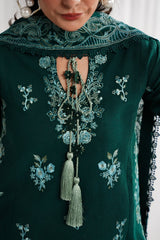ZN1235-3PC DHANAK EMBROIDERED SHIRT WITH DHANAK EMBROIDERED SHAWL & TROUSER-