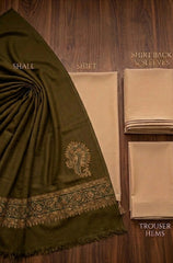3PC EMBROIDERED DHANAK SUIT - ZN-1466