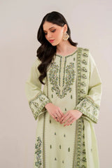 3PC EMBROIDERED DHANAK SUIT - ZN-1453