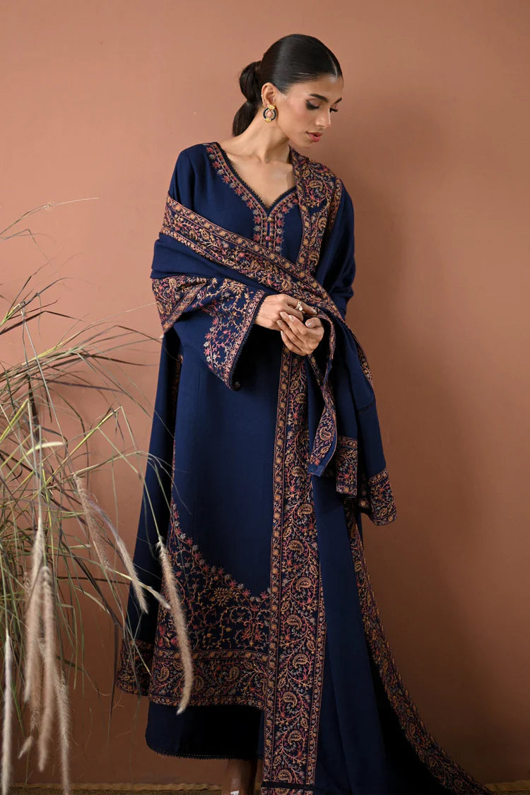 ZN1261 BATIK-3PC DHANAK EMBROIDERED SHIRT WITH DHANAK EMBROIDERED SHAWL AND TROUSER
