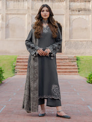 ZN1245   IZEL-3PC DHANAK EMBROIDERED SHIRT WITH COURTRAI PRINTED SHAWL & TROUSER-BIC