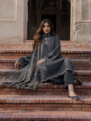 ZN1245   IZEL-3PC DHANAK EMBROIDERED SHIRT WITH COURTRAI PRINTED SHAWL & TROUSER-BIC
