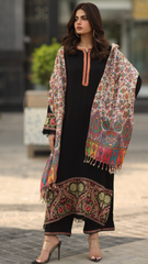 ZN1239 Winter asim jofa -3PC DHANAK EMBROIDERED SHIRT WITH DHANAK  AND TROUSER-BIC- R