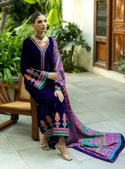 3PC EMBROIDERED VELVET SUIT - ZN-1408