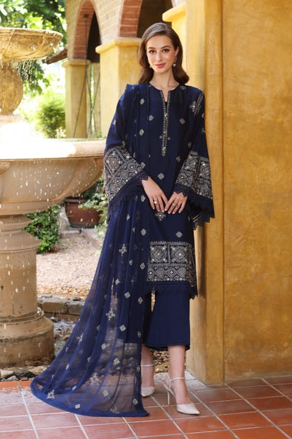 ZN236-BAREEZE-EMBROIDERED 3PC LAWN DRESS WITH EMBROIDERED CHIFFON DUPATTA