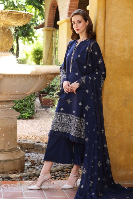 ZN236-BAREEZE-EMBROIDERED 3PC LAWN DRESS WITH EMBROIDERED CHIFFON DUPATTA