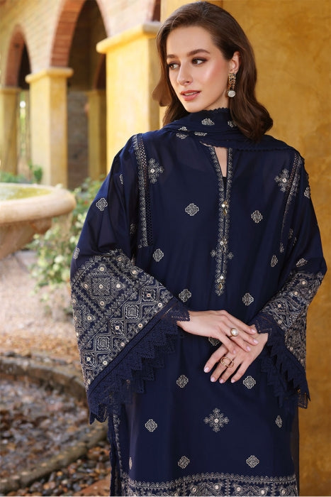 ZN236-BAREEZE-EMBROIDERED 3PC LAWN DRESS WITH EMBROIDERED CHIFFON DUPATTA