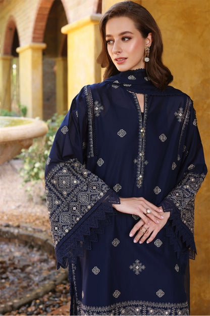 ZN236-BAREEZE-EMBROIDERED 3PC LAWN DRESS WITH EMBROIDERED CHIFFON DUPATTA