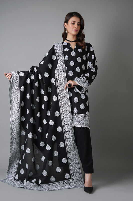 ZN1227 - Winter 3PC Karandi Digital Print Dress