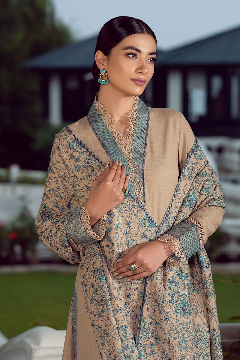 ZN429-WINTER Embroidered Dhanak Suit with Heavy Embroidered Dhanak Shawl