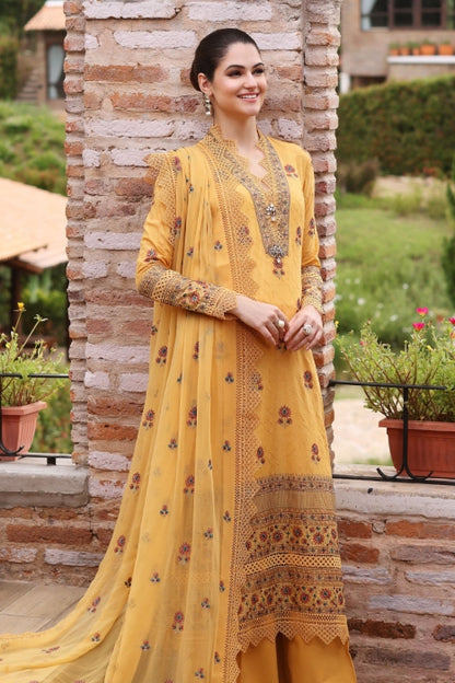 ZN289-BAREEZE-EMBROIDERED 3PC LAWN DRESS WITH EMBROIDERED CHIFFON DUPATTA