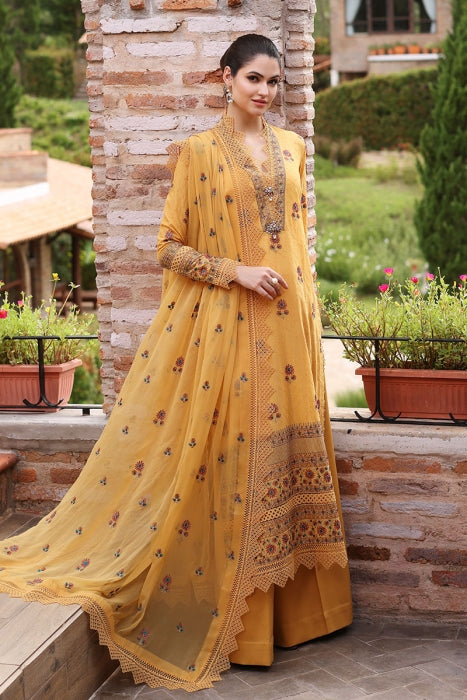 ZN289-BAREEZE-EMBROIDERED 3PC LAWN DRESS WITH EMBROIDERED CHIFFON DUPATTA