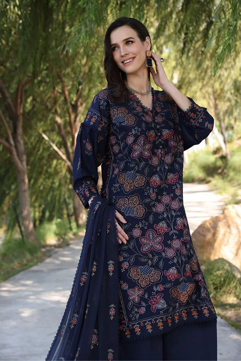 ZN843-Bareeze Embroidered Summer 3pc lawn dress with embroidered chiffon dupatta
