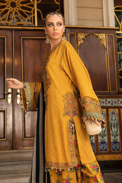ZN620-WINTER 3PC Dhannak Embroidered suit with Printed Shawll