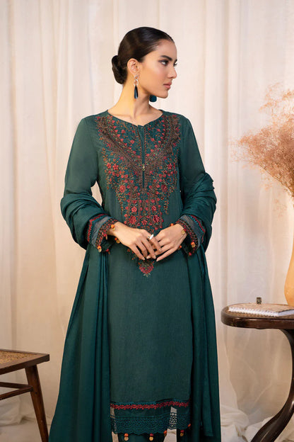 ZN606-WINTER 3PC Embroidered Dhanak suit with Dhannak Shawll