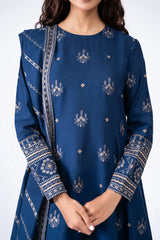 ZN578-WINTER 3-Pc Embroidered Dhanak Suit with Heavy Embroidered Dhanak Shawll
