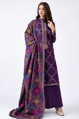 ZN603-WINTER 3-Pc Embroidered Dhanak Suit with Heavy Embroidered Dhanak Shawll