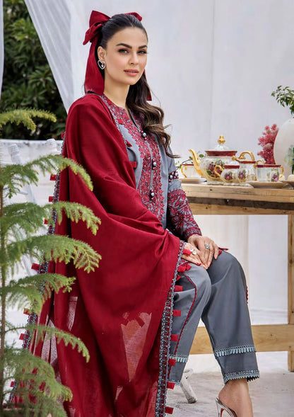 ZN781-SUMMER 3PC Lawn Heavy Embroidered Shirt With Chffon Embroidered Dupatta